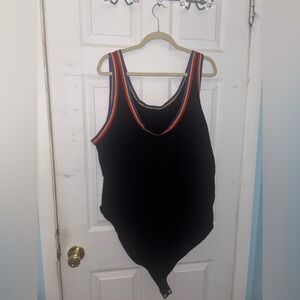 Torrid Black bodysuit with rainbow Trim